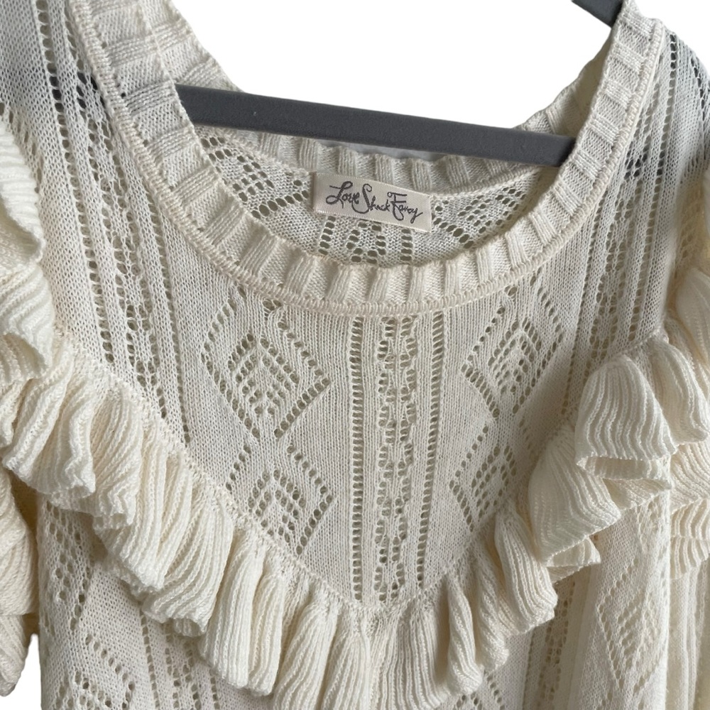 LoveShackFancy Cream Ruffle Sweater - Picture 3 of 3